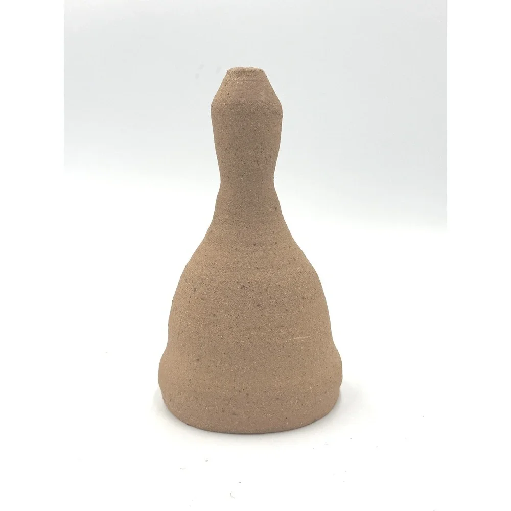 Pottery Bell Unique Small Brown Speckled Textured Stoneware Decor One of a Kind